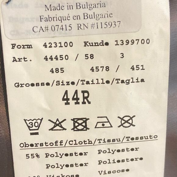 Bugatti men’s charcoal gray wool blend chevron lined outer coat european 44R - Picture 13 of 16